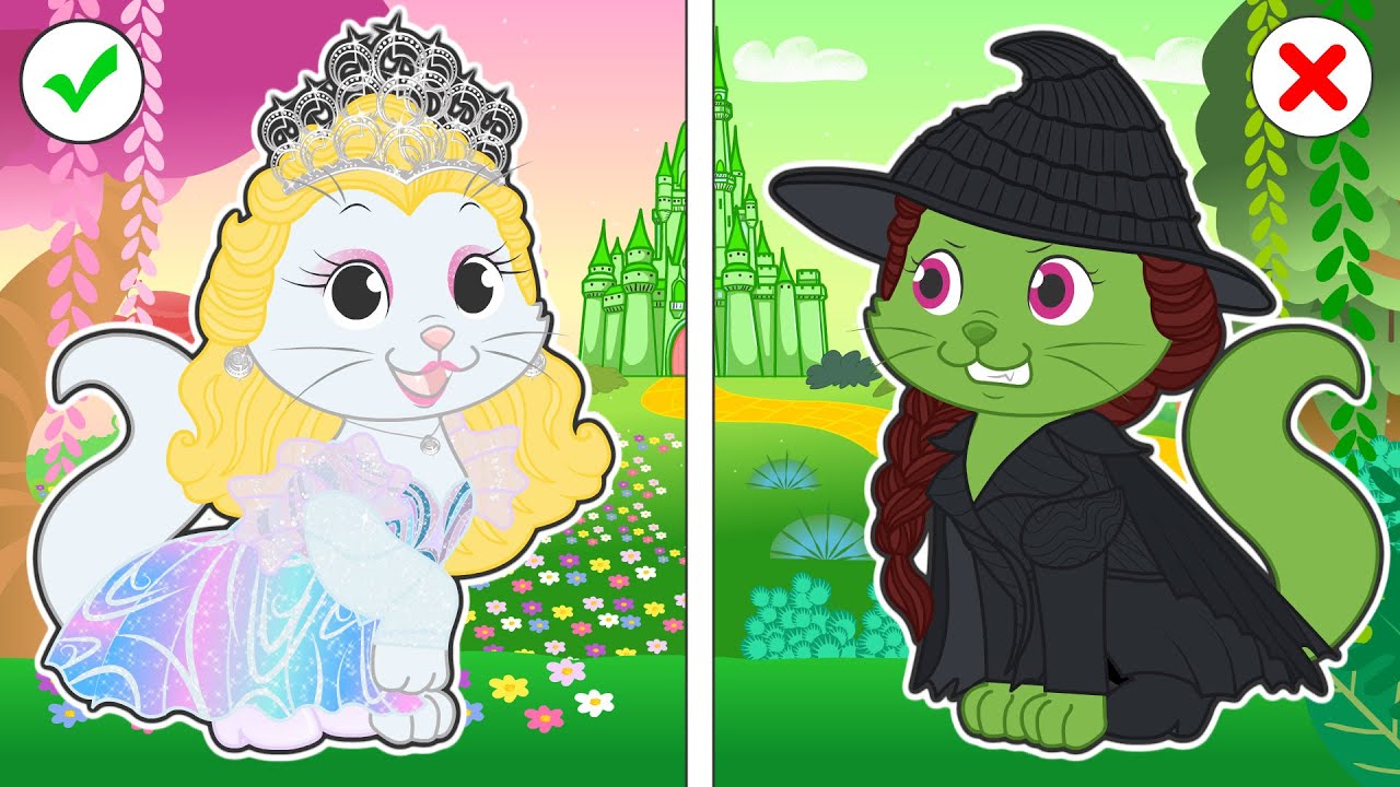 BABY PETS 🧙🏿‍♀️🧚 Kitty Kira Dresses Up as Elphaba and Glinda from the Musical Wicked