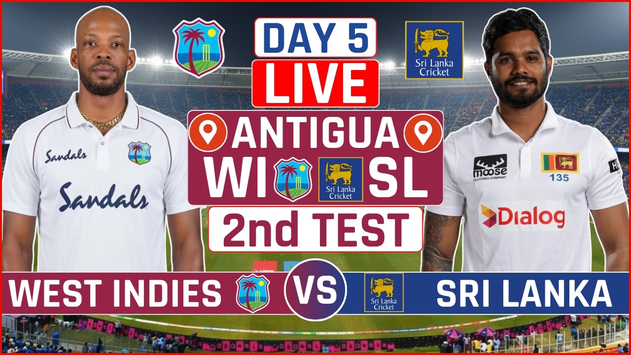 West Indies vs Sri Lanka 2nd Test Live Score | WI vs SL 2nd Test Day 5 Live Audio Commentary