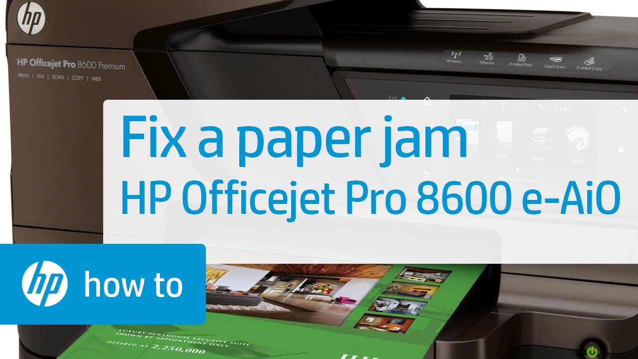 Fixing a Paper Jam | HP Officejet Pro 8600 e-All-in-One Printer | HP