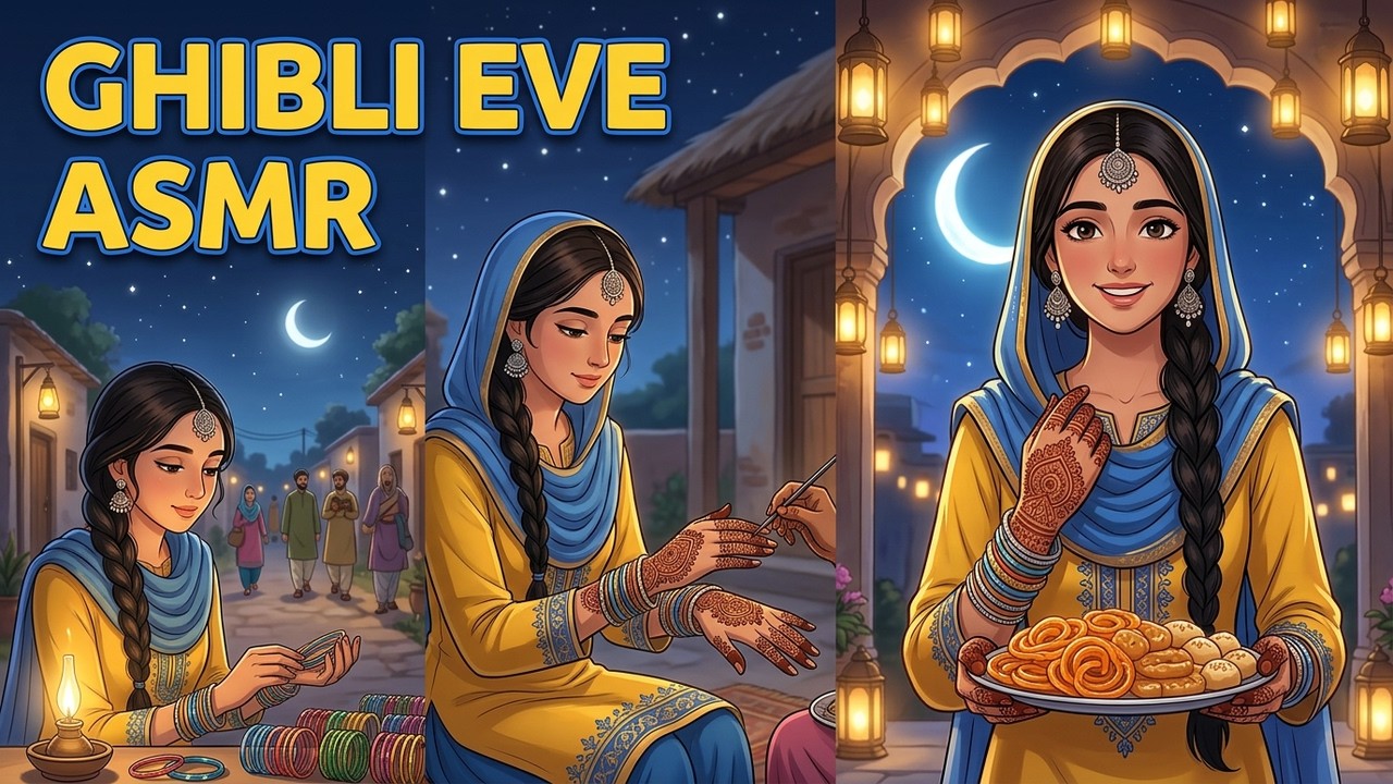 Village Chand Raat ASMR — Mehndi Henna, Bangles Clinking, Eid Sweets