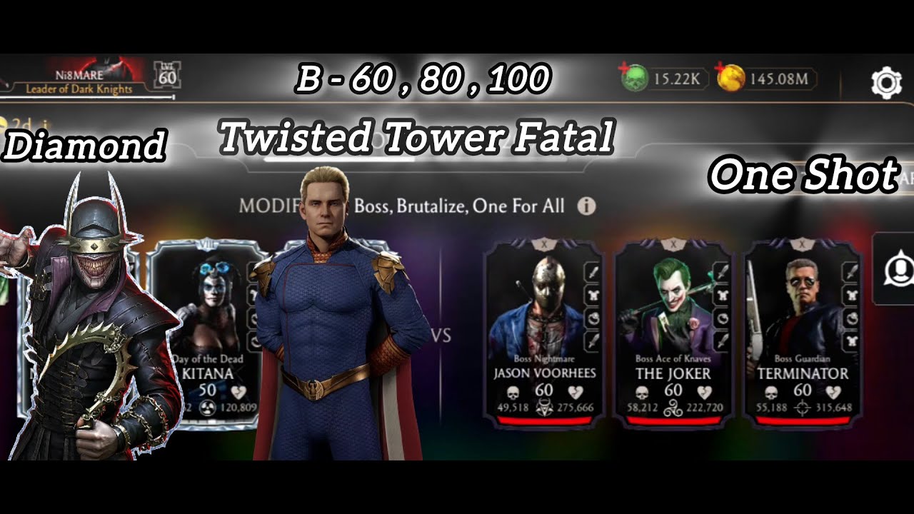 Twisted Tower last round 60 ,80 ,100 awesome Daimond reward Homelander gameplay . #mkmobile #boss