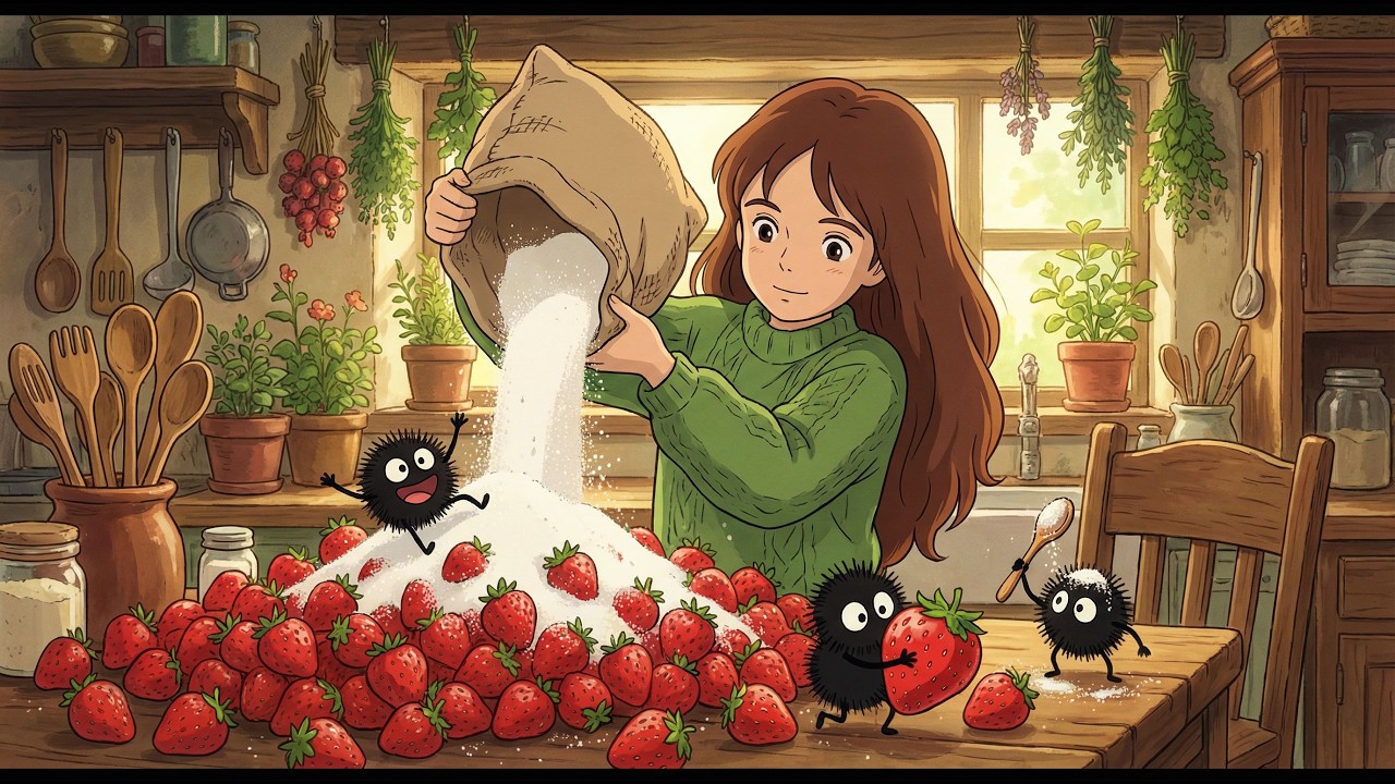 숲속 오두막, 비 오는 날의 산딸기 잼 만들기 🍓 지브리 감성 ASMR | Forest Cottage Berry Jam Cooking (No Talking)