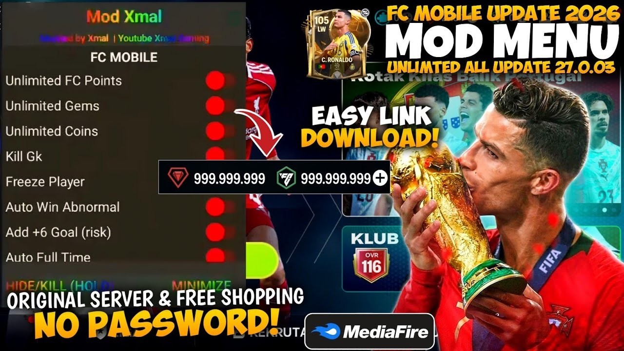 FC Mobile Mod Menu V27.0.04 🔥 Unlimited Money, Fc Points & Gems | FC Mobile Mod APK 2026