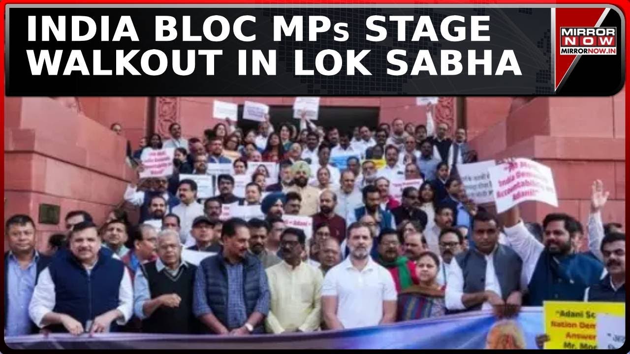Rahul Gandhi With India Bloc MPs Stage Walkout In Lok Sabha Over Sambhal Violence | Winter Session