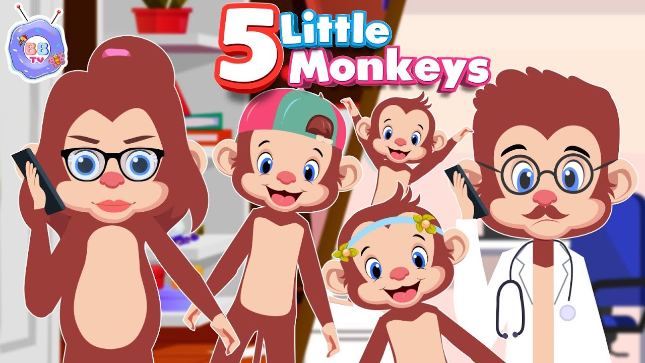 Five Little Monkeys Jumping On The Bed | BBTV Nursery Rhymes & Songs | Children & Baby Songs