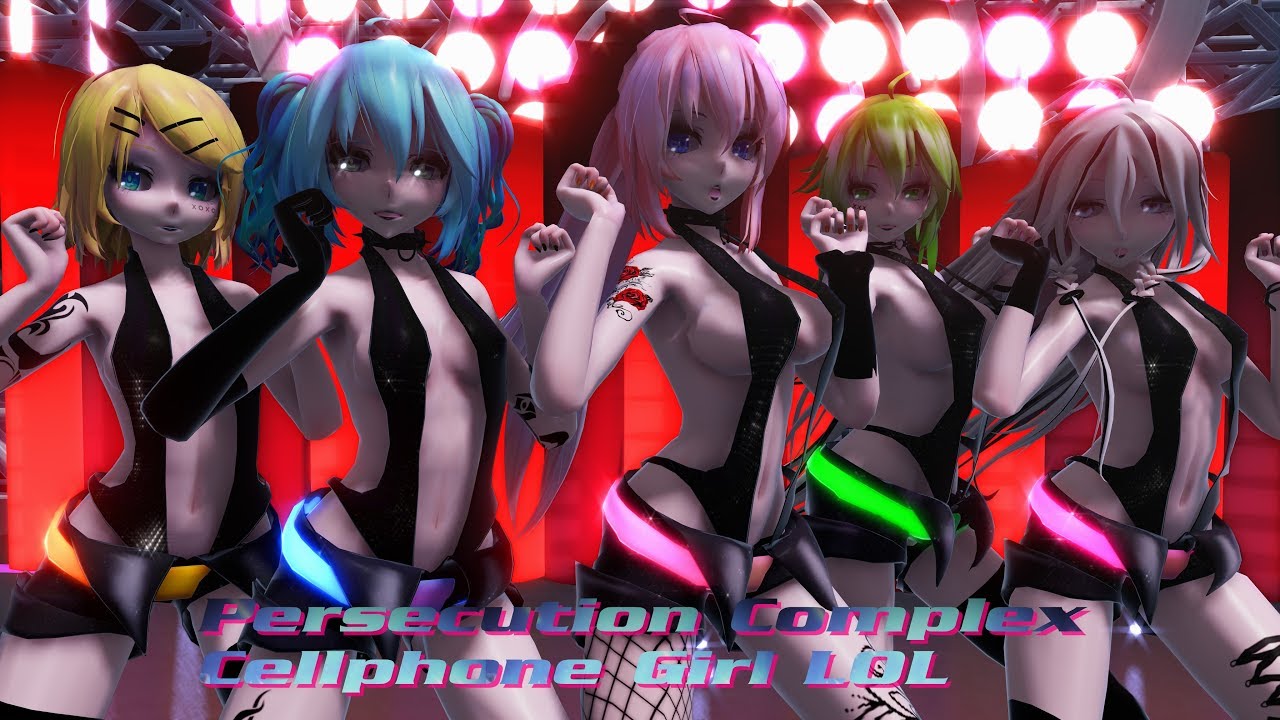 ≡MMD≡ Miku.Luka.Rin.Ia.Gumi - 被害妄想携帯女子（笑）/ Persecution Complex Cellphone Girl [LOL] [5KUHD+60FPS]
