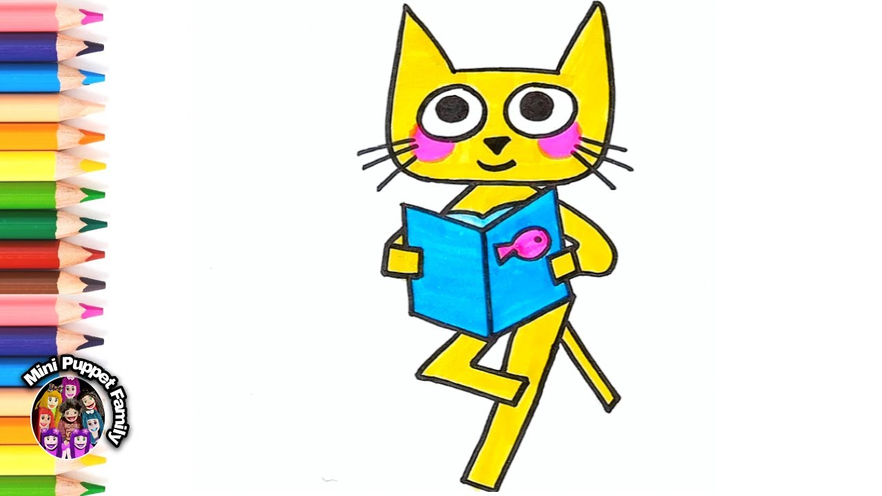 Kitap Okuyan Kedi Nasıl Çizilir || How To Draw Cat Easy For Kids & Toddlers - Cute Easy Drawing