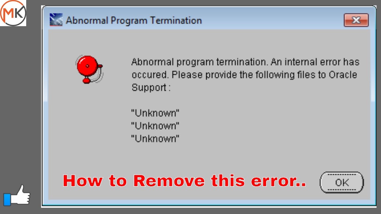 abnormal program termination  an internal error has occurred  please provide the following files to