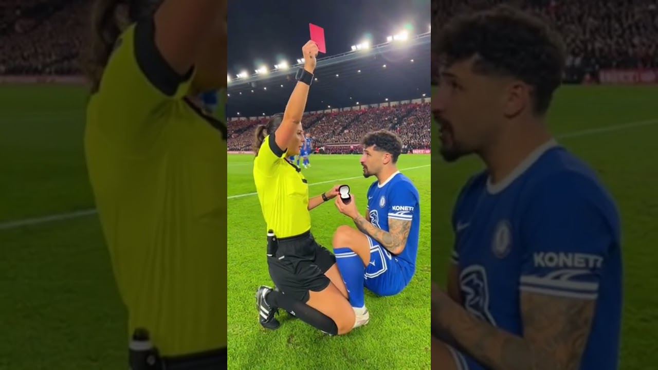 Football Match Stops When Player Proposes to Female Referee💍🔥 #shorts