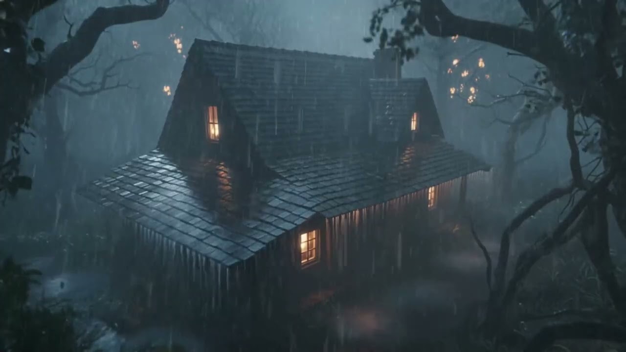 Heavy Rain Outside Cabin Window – Sleep & Focus Sounds