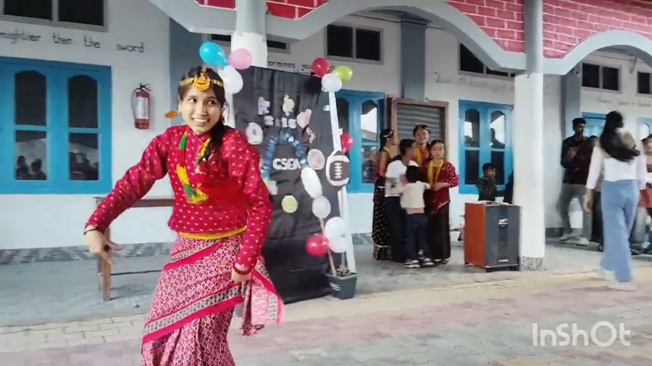 Mine dance in school, representing nepali culture by dancing in nepali song 