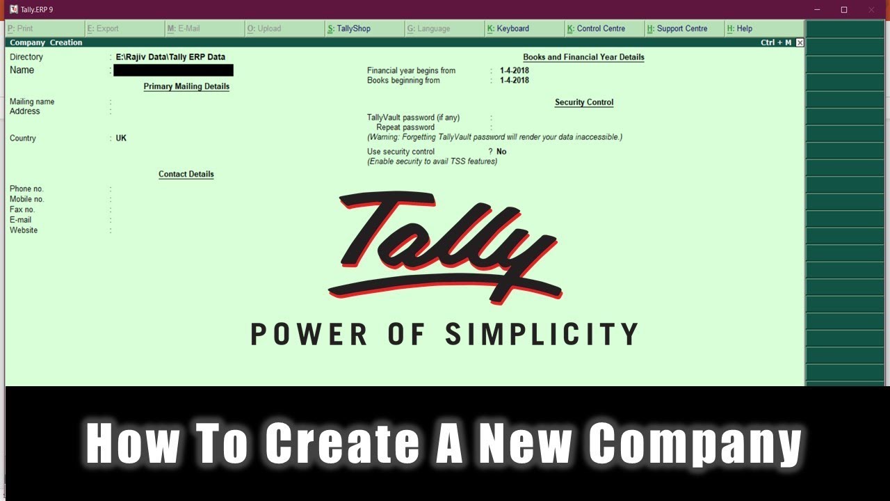 Creating a New Company and Managing Default Settings in Tally Prime / ERP 9 - Lesson 2