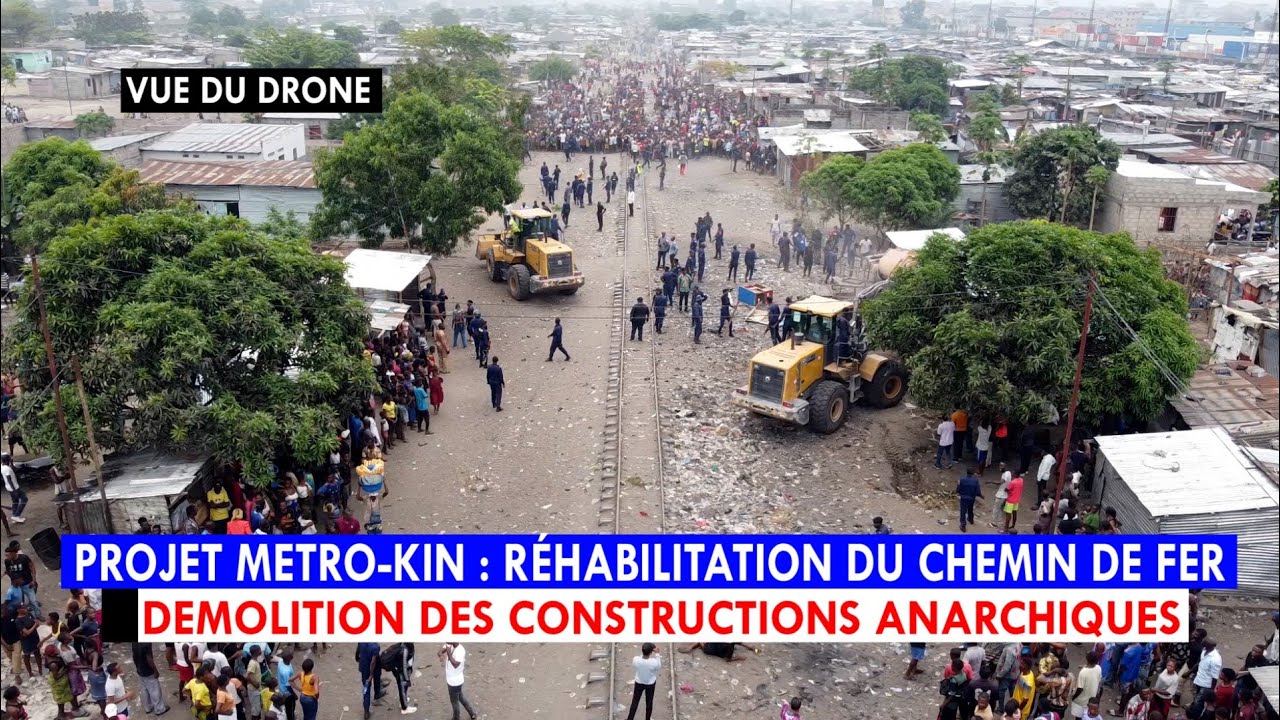 PROJET MÉTRO-KIN : DÉMOLITION DES CONSTRUCTIONS ANARCHIQUES LE LONG DES VOIES FERRÉES À LIMETE