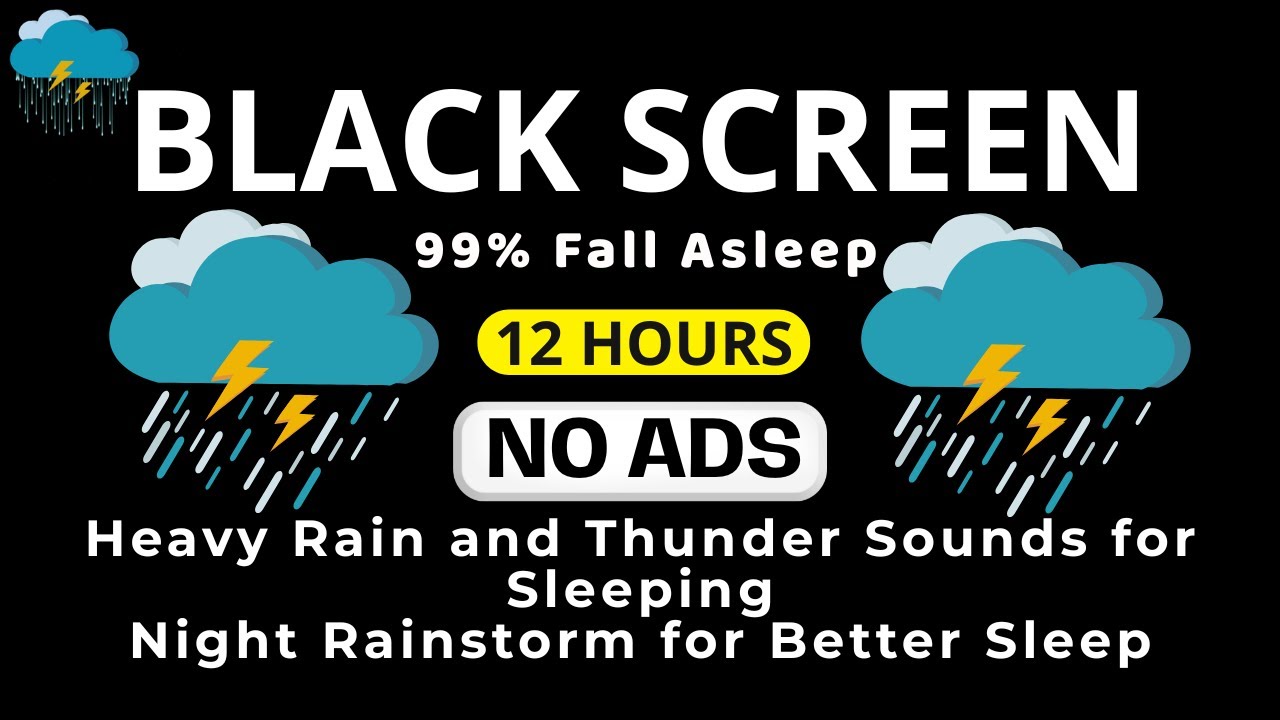 🔴 Heavy Rain and Thunder Sounds for Sleeping – Black Screen | Peaceful Storm for Deep Sleep, No Ads