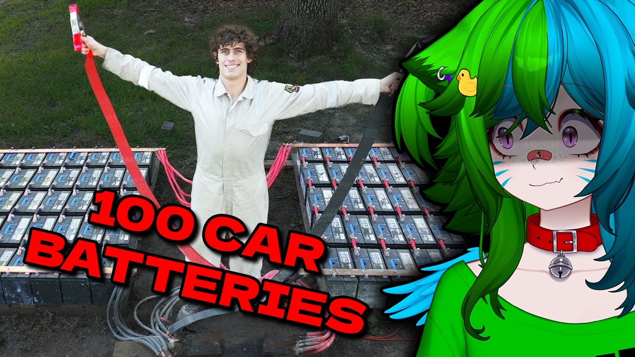 Mad Scientist Plays with 100 Car Batteries!!! | Styropyro Reaction