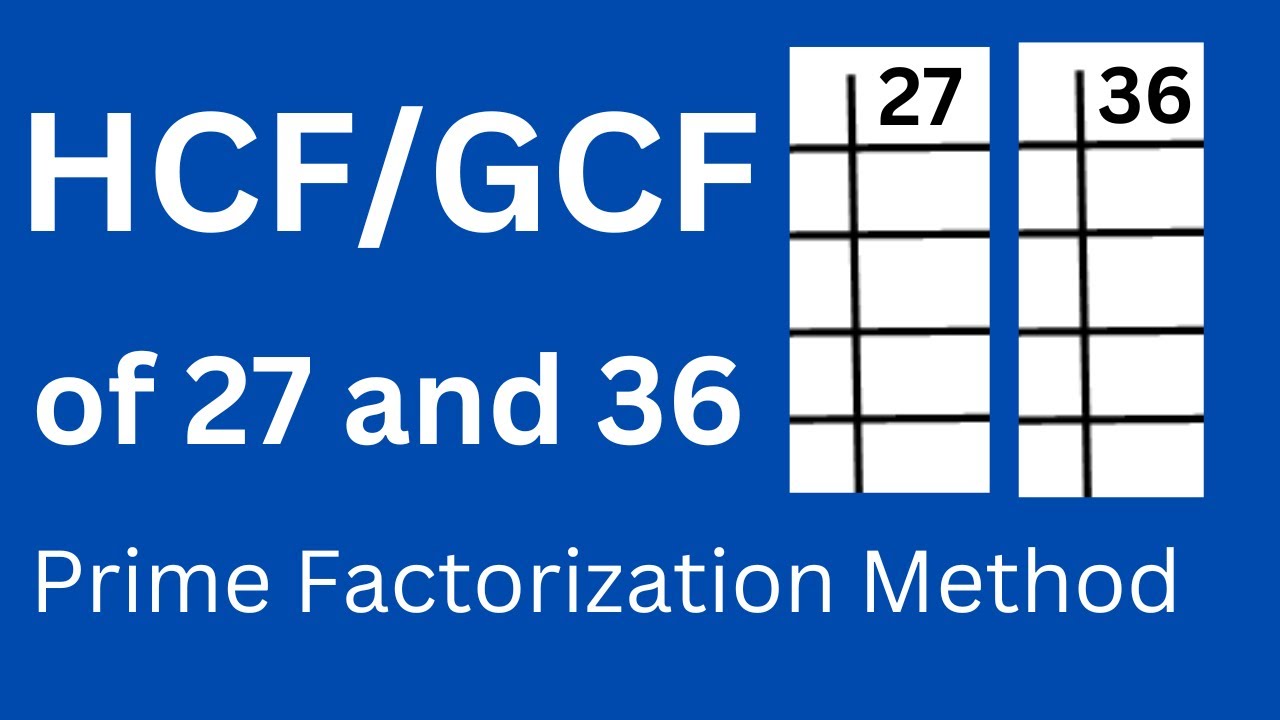 GCF/HCF of 27 and 36 l Prime Factorization Method