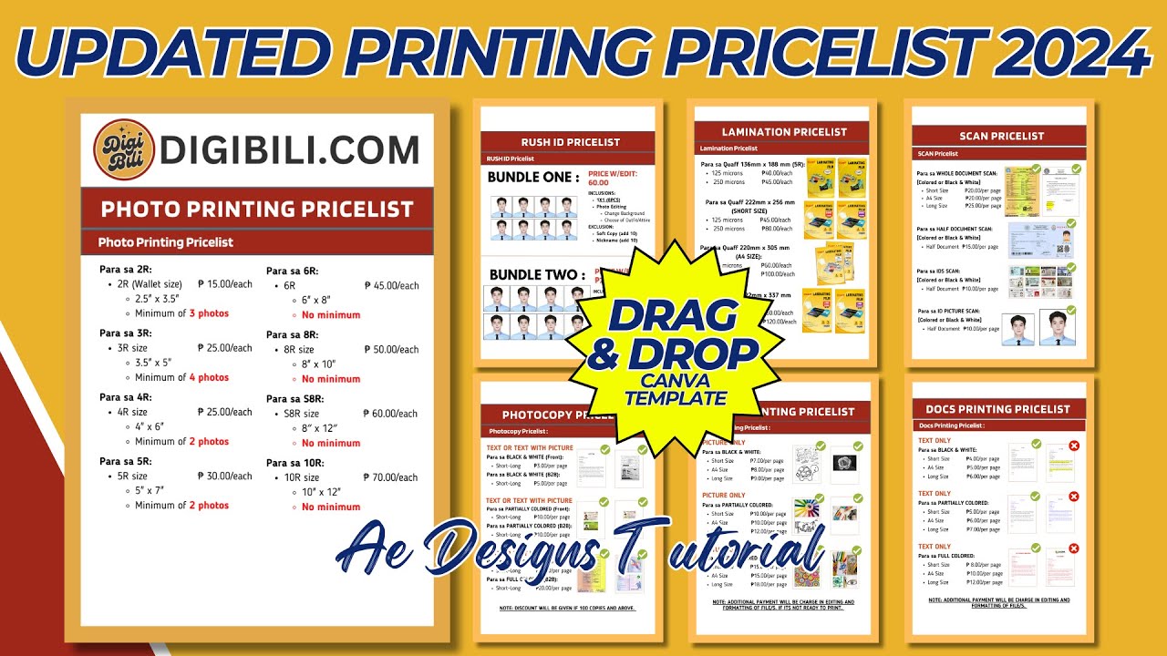 UPDATED PRINTING PRICELIST 2024 TEMPLATE | EXPLANATION | CANVA TEMPLATE | TUTORIAL TAGALOG 2024