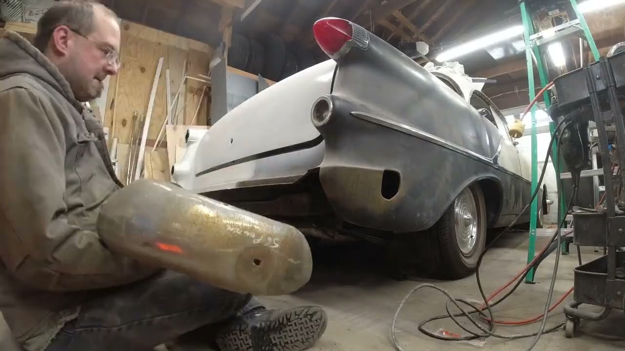 1956 Pontiac rear bumper on a 1956 Oldsmobile (part 1)