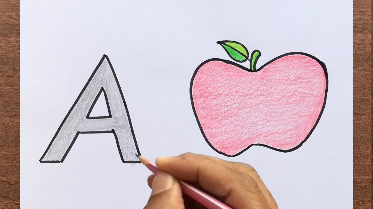 A for Apple Drawing | Alphabet | ABCs | A to Z | Step by Step Drawing