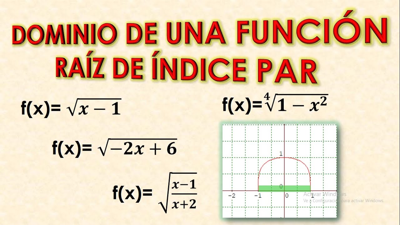 Dominio de una función raíz de índice par - Dominio de una función raíz cuadrada - Ejercicios