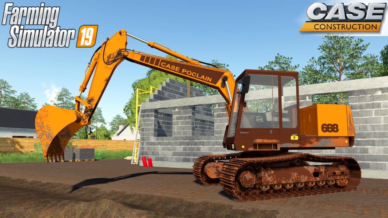 Farming Simulator 19 - CASE 688 CK Tracked Excavator Digging A Big Trench