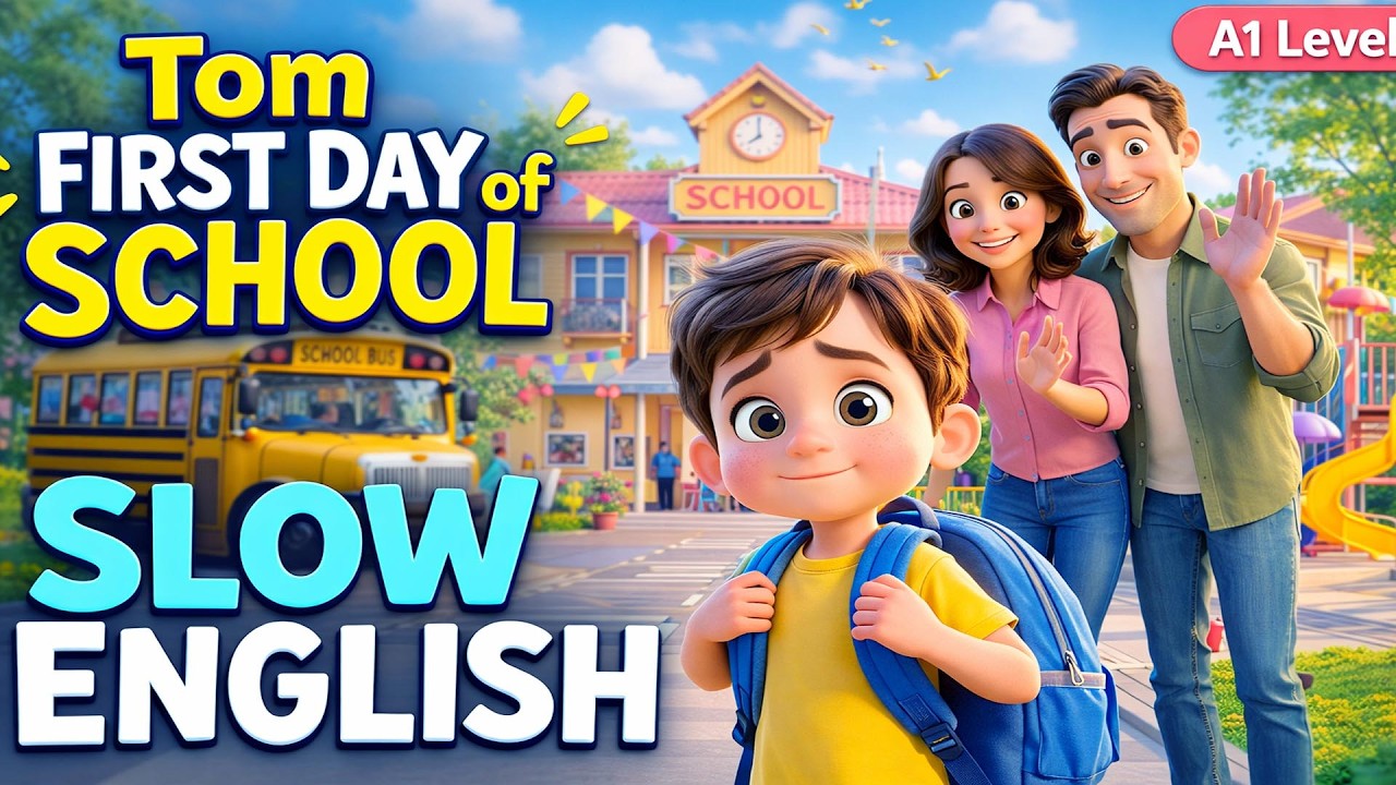 Tom’s First Day of School | Easy English Story for Beginners (A1 Level)