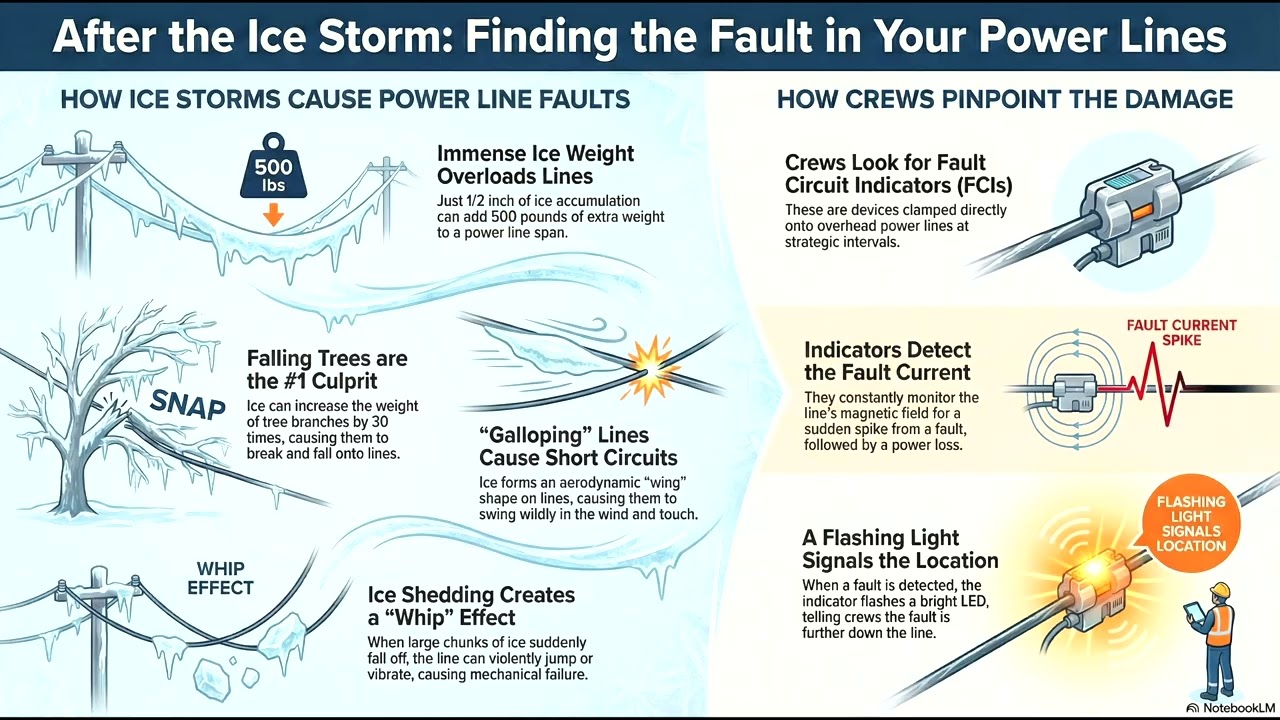Ice storm power line fault indicator