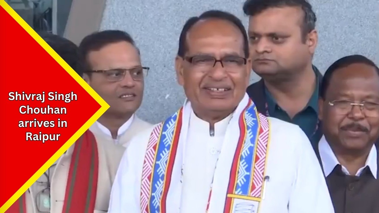 Chhattisgarh: Union Minister Shivraj Singh Chouhan arrives at Swami Vivekananda Airport in Raipur...