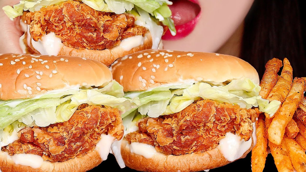 ASMR CHICKEN BURGER 치킨 버거 MUKBANG EATING SOUNDS NO TALKING