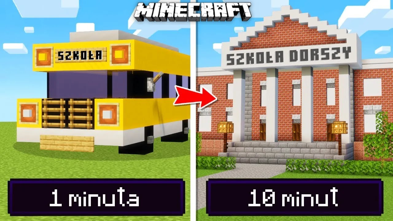Poprosiłem 10 LOSOWYCH OS&Oacute;B aby zbudowali SZKOŁĘ PODSTAWOWĄ w MINECRAFT!