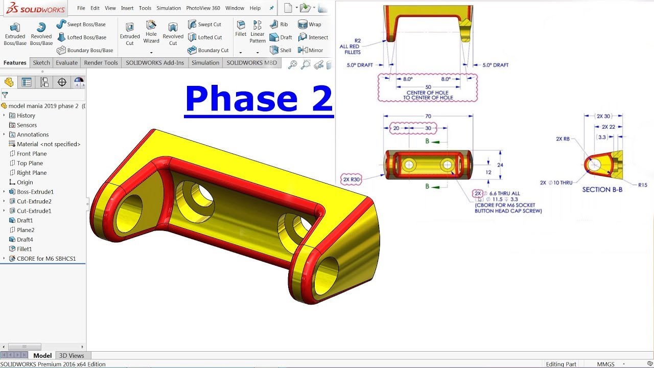 Solidworks Tutorial Model Mania 2019 Phase 2