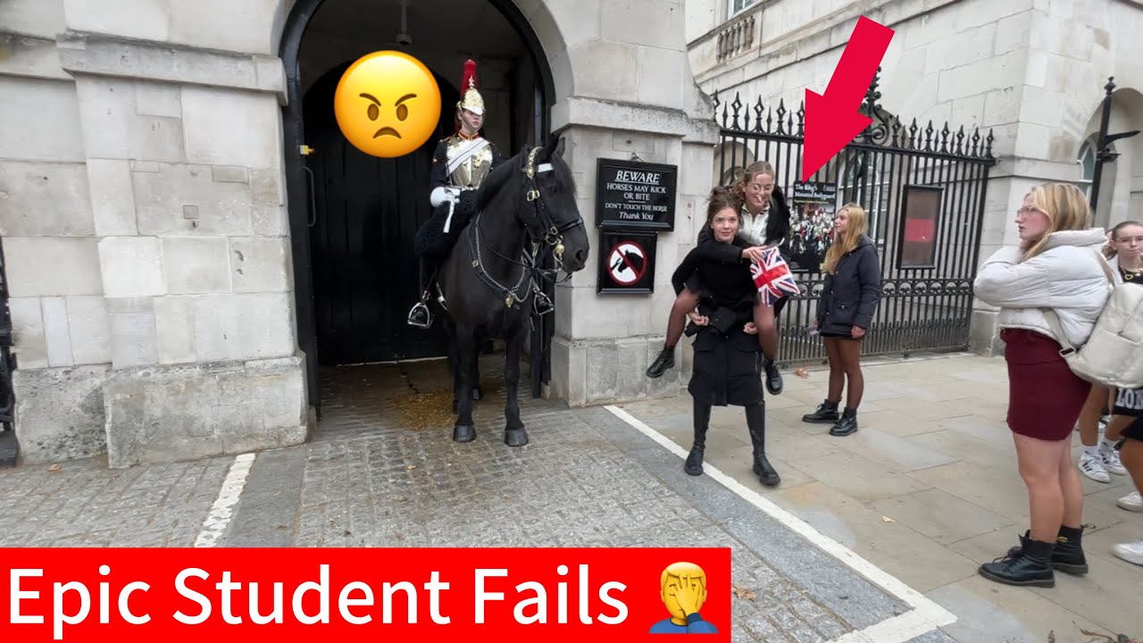 Goofy Students Try to Tease the Horse Guard — Unbothered Reaction!