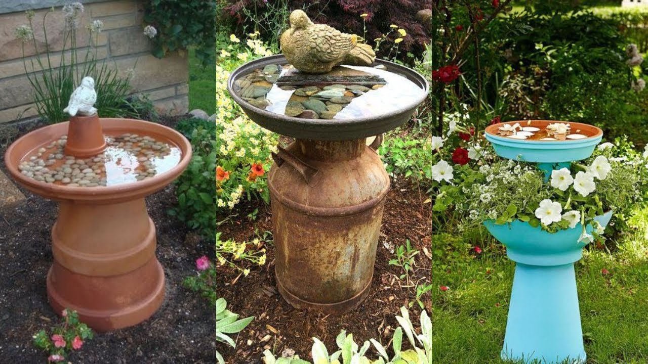 DIY Bird Baths Garden Decore Ideas