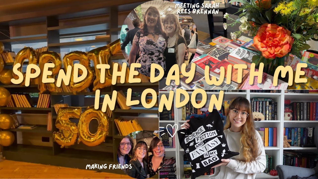 SPEND THE DAY WITH ME | orbit 50th party, meeting sarah rees brennan & book browsing🍾😈📚