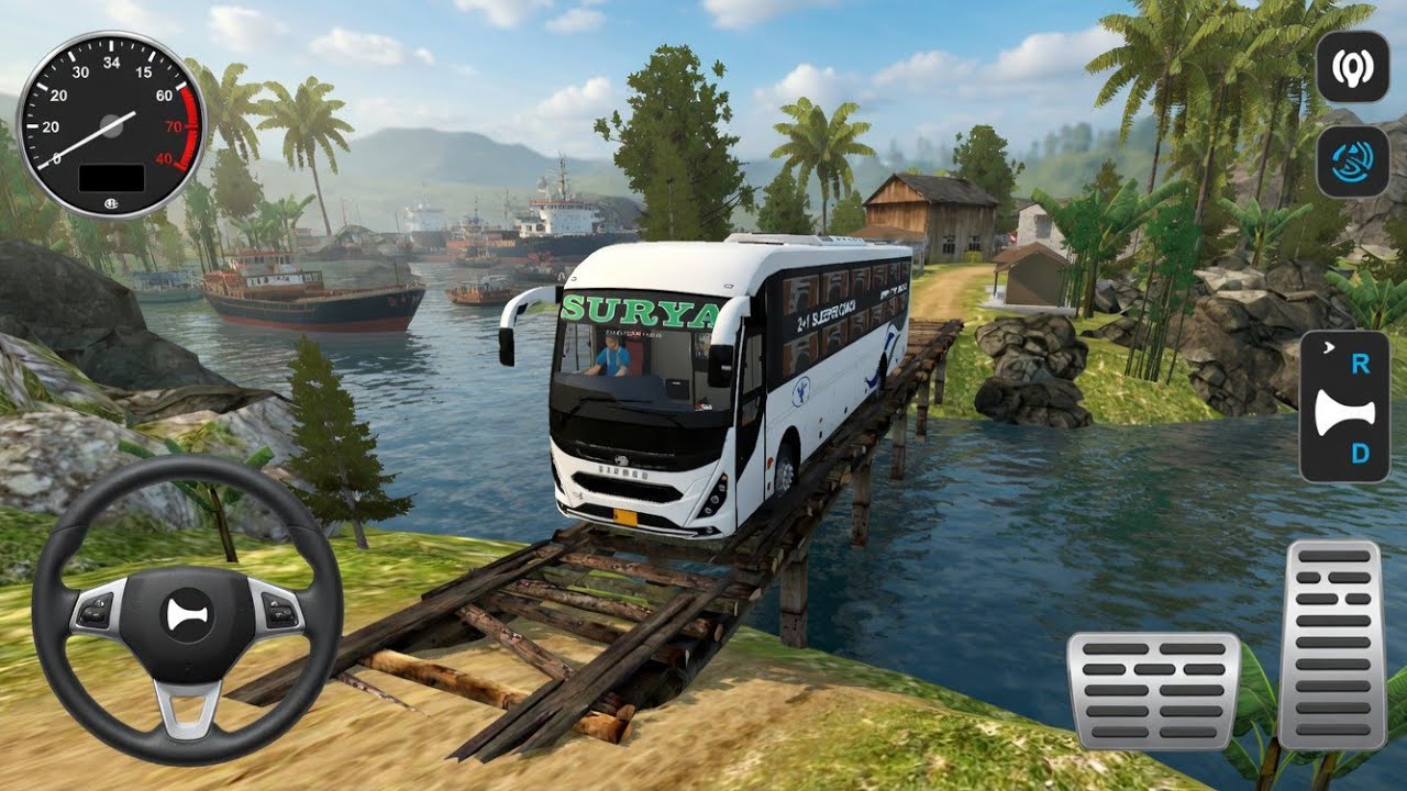 Volvo Eicher Sleeper Bus | Dengerous Wooden Bridge Offroad Drive 😱 | BUSSID Gameplay 
