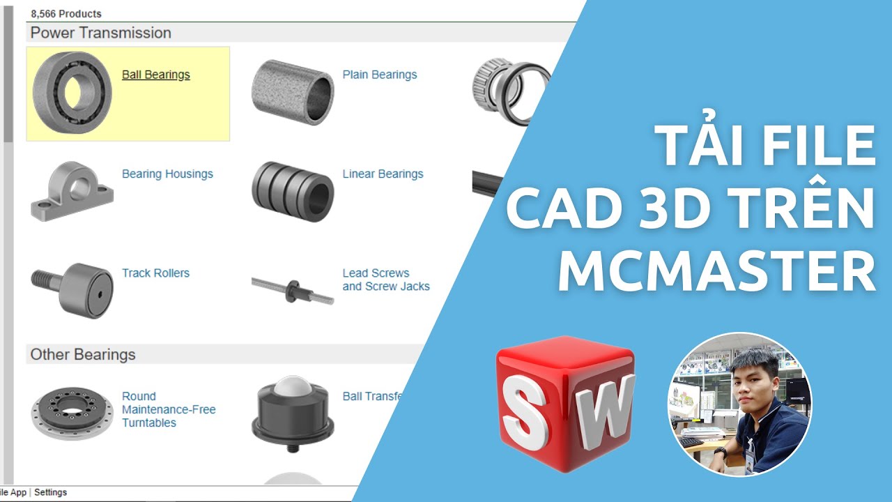 Tải file CAD 3D từ thư viện McMaster-Carr
