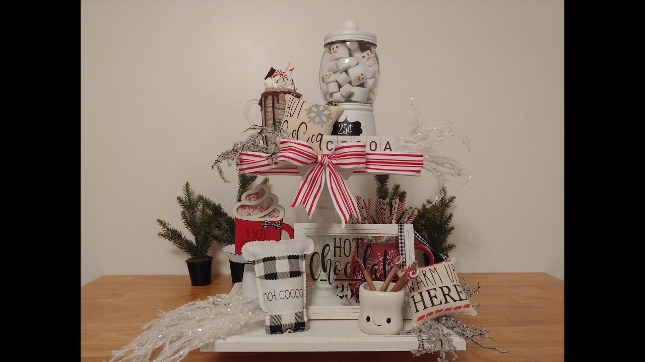 Style a Hot Cocoa Themed Tiered Tray