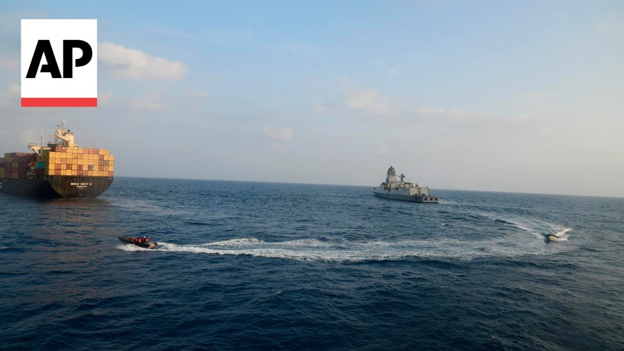 Indian navy rescue commercial ship crew members attacked by Houthis in Gulf of Aden
