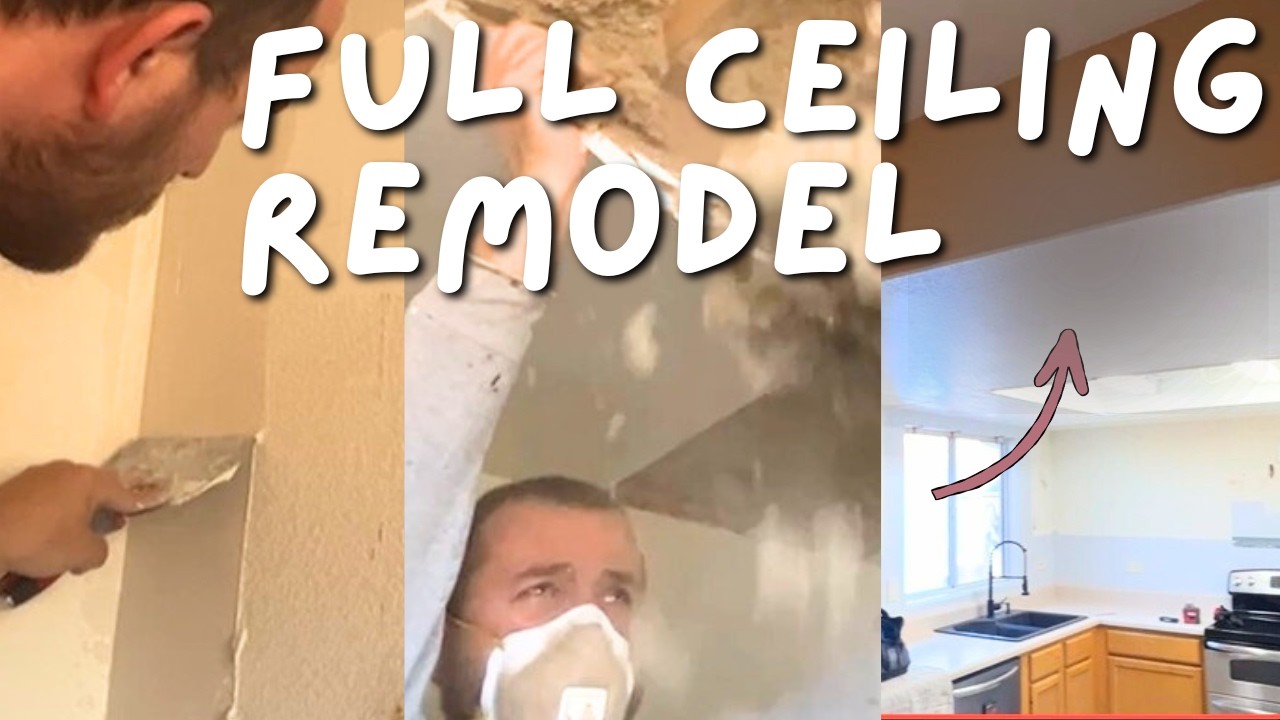 From Dropped Ceiling to Smooth Knockdown Finish | Full Drywall Ceiling Remodel