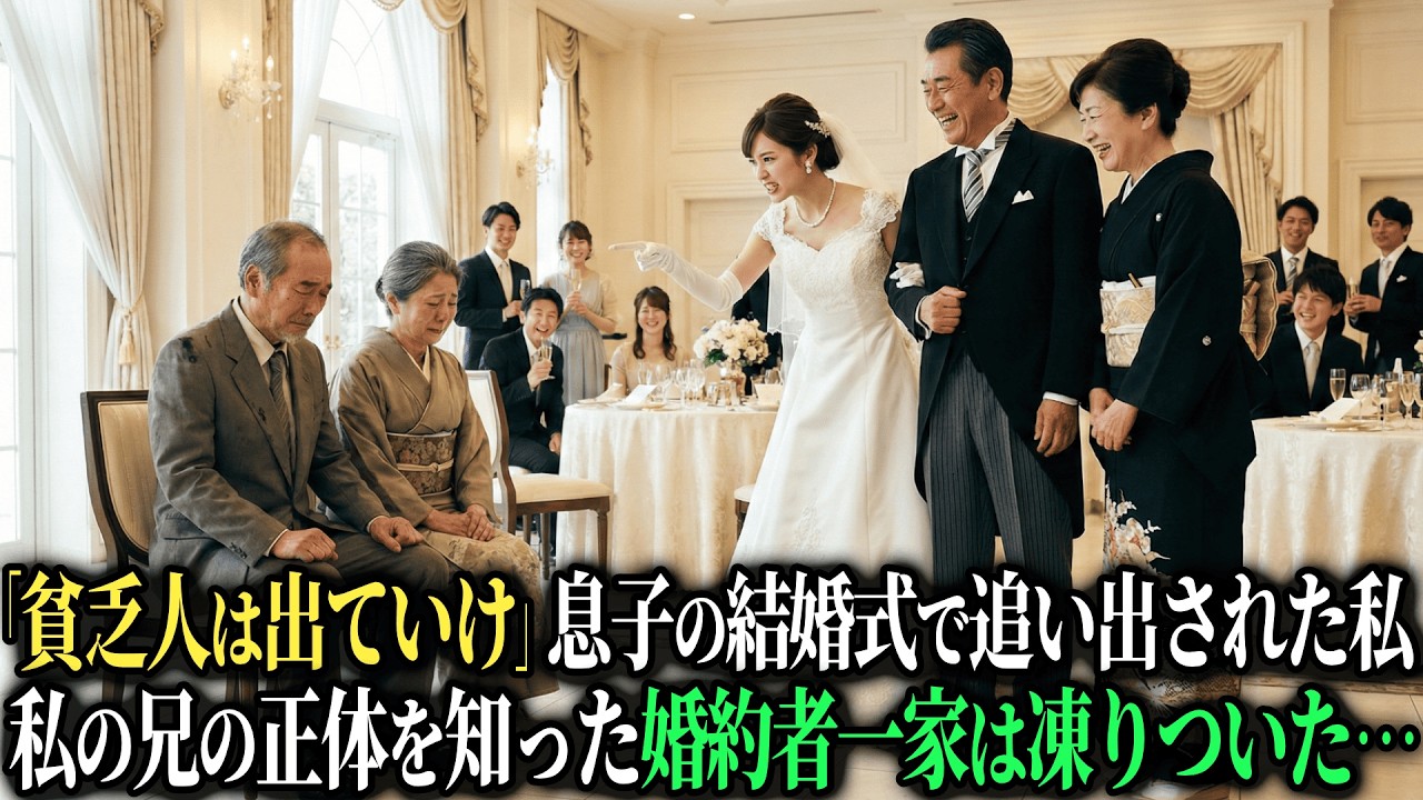 「貧乏人は出ていけ」息子の結婚式で私達夫婦を貧乏人だと追い出す婚約者とその両親。私の兄が婚約者の親の会社の筆頭株主だと知った瞬間、全てが逆転した・・・【シニアのスカッと朗読】【老後の知恵】