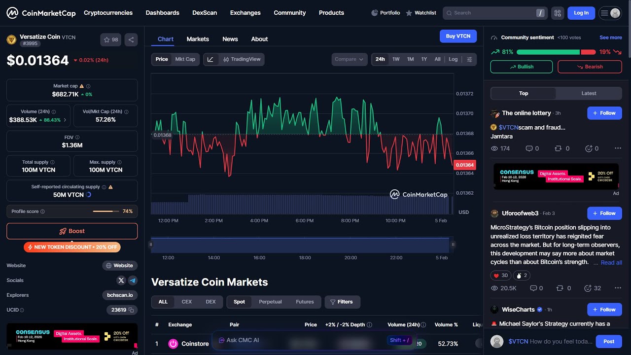 Является ли токен Versatize Coin ($VTCN) законным или это мошенничество?