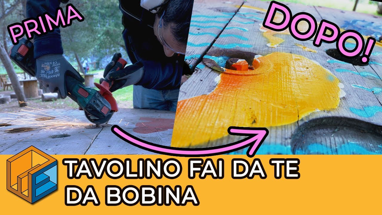 Tavolino fai da te con bobina per cavi
