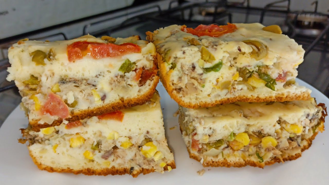 TORTA DE SARDINHA SIMPLES E FÁCIL COM APENAS 2 OVOS-DELICIOSA PARA O ALMOÇO OU JANTAR EM MINUTOS