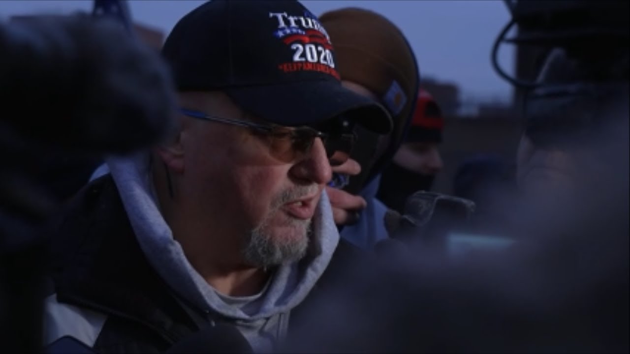 Stewart Rhodes, the founder of the Oath Keepers speaks to reporters hours after his pardon