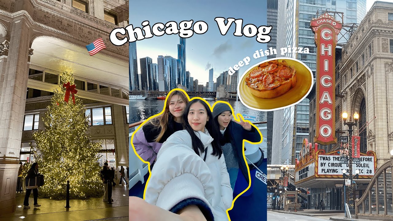 CHICAGO VLOG｜在芝加哥過聖誕節🎄！搭船遊覽看夜景🚢、俯瞰芝加哥景觀🏙、深盤披薩🍕、榮登我最愛の城市 真的好美✨（三天兩夜）