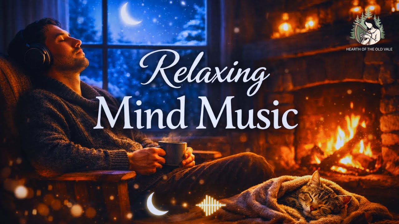 Relaxing Mind Music ❄️ Deep Sleep & Stress Relief | Fireplace & Winter Night Ambience