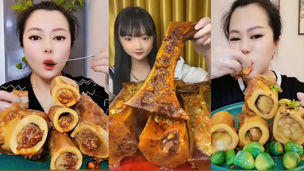 MUKBANG ASMR Eating roasted big bone marrow so yummy