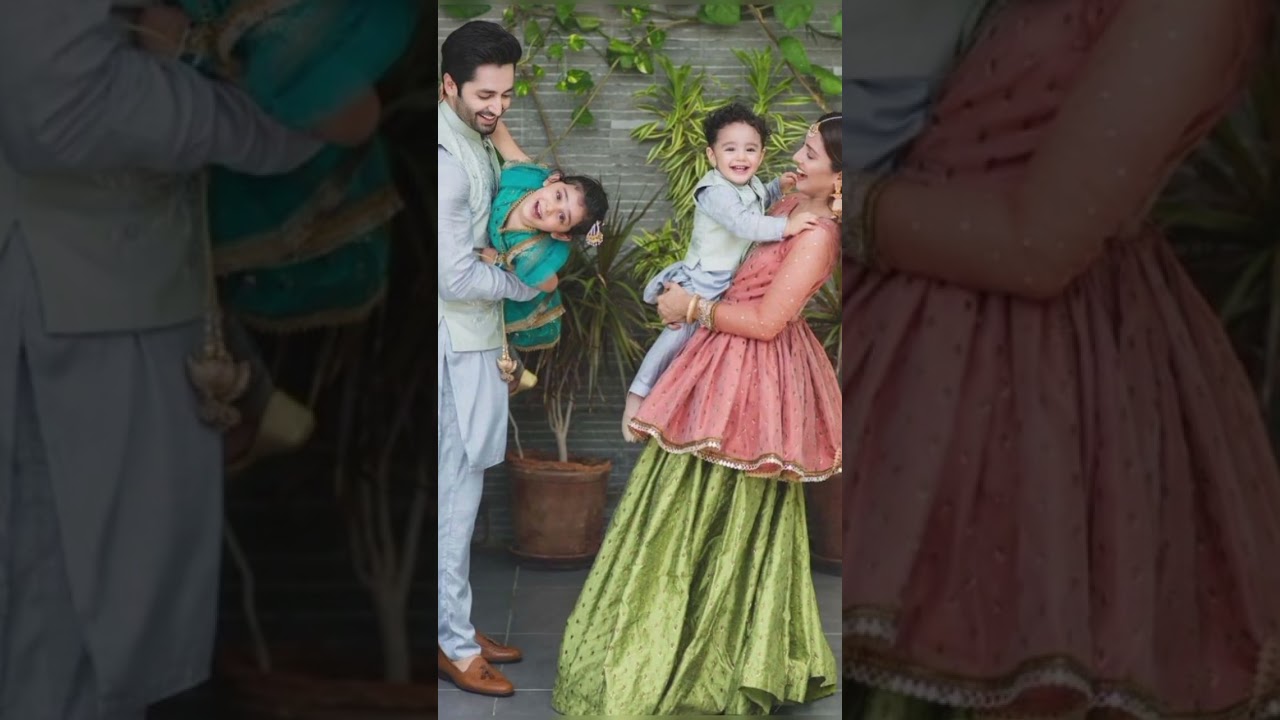 Beautiful Pakistani couple &hearts;️🥰😍#ayezakhan and Danish taimoor #with babies #photoshoot
