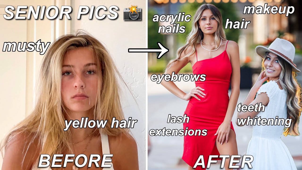 GLOW UP with me for SENIOR pics *back to school transformation*
