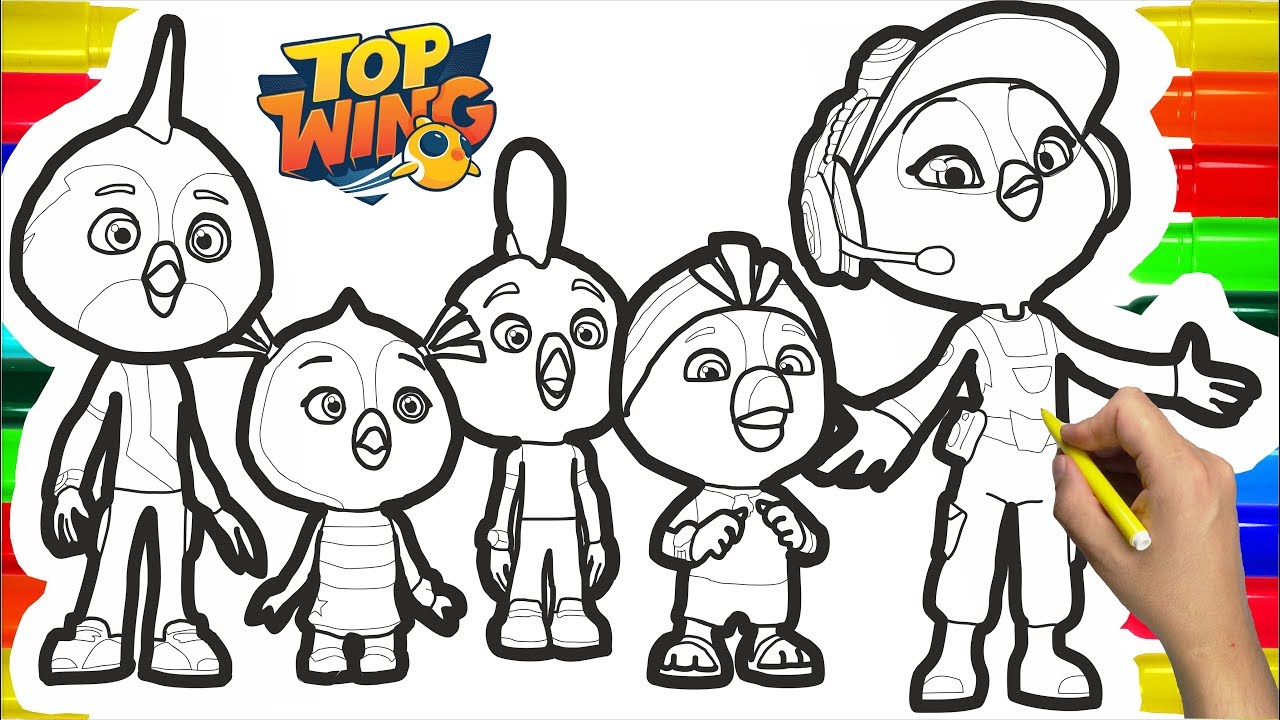 Top Wing Coloring Pages for Kids | Colouring Pages for Kids with Colored Markers